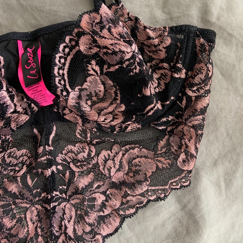 Sexy Scolloped Lace Underwire La Senza Unlined Cups Lingerie Bustier Bra - Picture 4 of 6